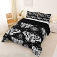 thumbnail image 2 of Homewish Spooky Moth Full Size Comforter Sets,Floral Skull Bedding Comforter Set,Gray Black,Halloween Duvet,Black Reversible,3pcs,1 Comforter and 2 Pillowcases, 2 of 7