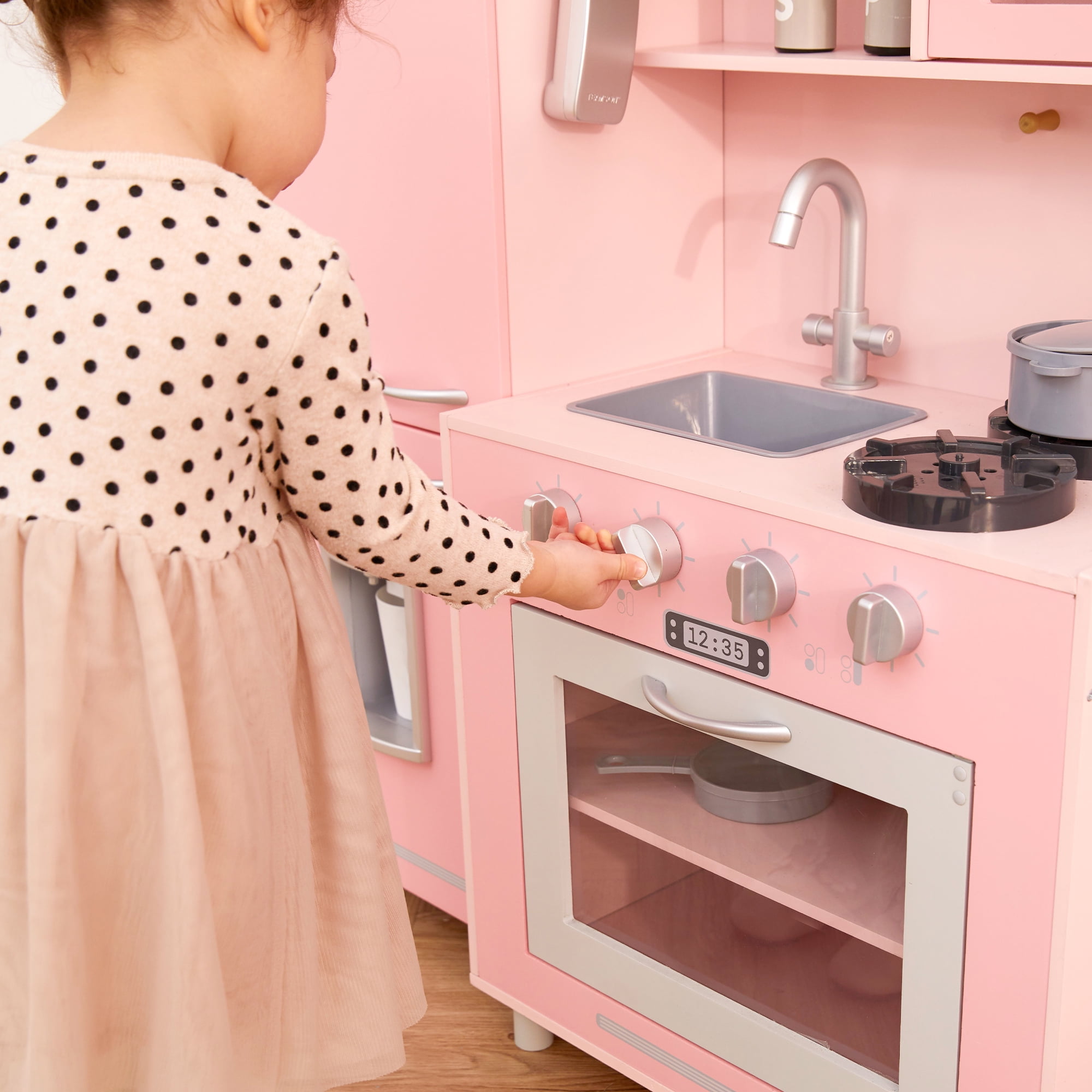 Teamson Kids Little Chef Mayfair Retro Play Kitchen, Pink