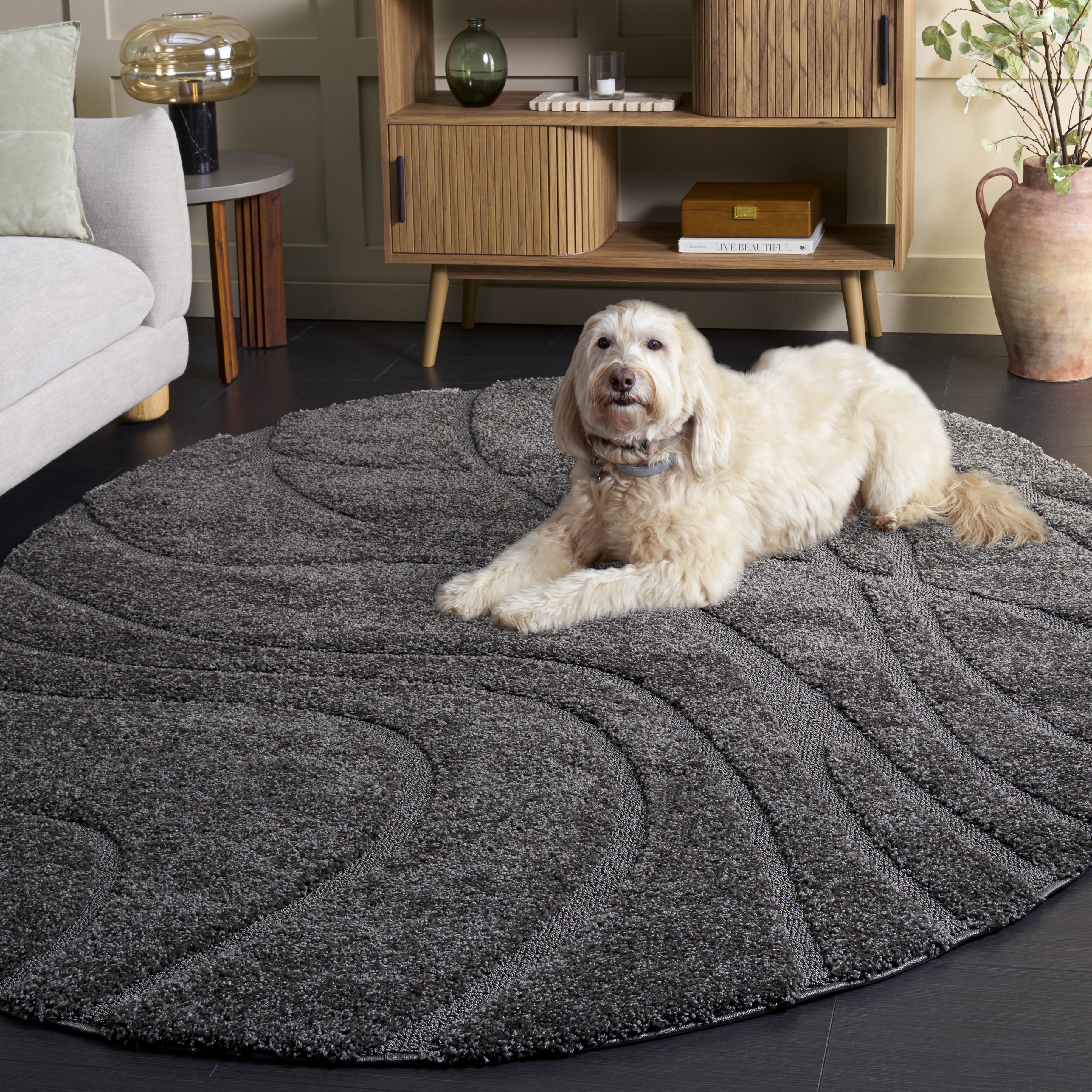 Safavieh Florida Tamzen Abstract Shag Area Rug, Gray, 6' x 8' Oval