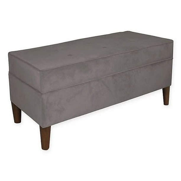Skyline Furniture Adams Tufted Storage Bench Velvet Grey - Walmart.com