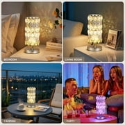 Crystal Table Lamp with Rechargeable RGB Bulb, 15 Color Modes, Remote Control Ambient Light for Bedroom, Living Room, Bar and Nightstand