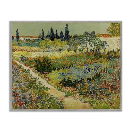 Stupell Industries Van Gogh Garden at Arles Landscape & Nature Painting Gray Framed Art Print Wall Art  20 x 16