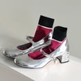 thumbnail image 6 of Women's Cotton Crew Socks - Colorblock Stripes Fashion Ultra-Soft Cute Comfortable Casual Vintage Socks 4 Pairs (US, Numeric, 4, 7, Regular, Regular, Burgundy/Black), 6 of 6