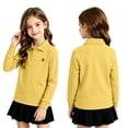 thumbnail image 4 of Boys Girls Long Sleeve Pique Polo Shirts Kids School Uniform Shirts | For 5-14 Years,Loose Fitting,Button Yellow 140, 4 of 5