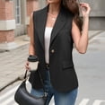 thumbnail image 4 of longantii Women's Summer Blazers Basic Sleeveless Lapel Collar Blazer Vest Slim Fit Business Suit Single Button Wear with Multi-Pocket Black M, 4 of 5