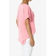 thumbnail image 4 of Women's PLUS Lightweight Woven Dolman Short Sleeve Boat Neck Relaxed Blouse Basic Top, 4 of 7