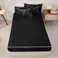 thumbnail image 4 of Feelyou Horror Hippie Bat Zipper Queen Comforter Set with Fitted Sheet and 2 Pillowcases, Spooky Halloween Zipper Bedding Set, Black Gray, Black Reversible, 4-Piece, 4 of 7