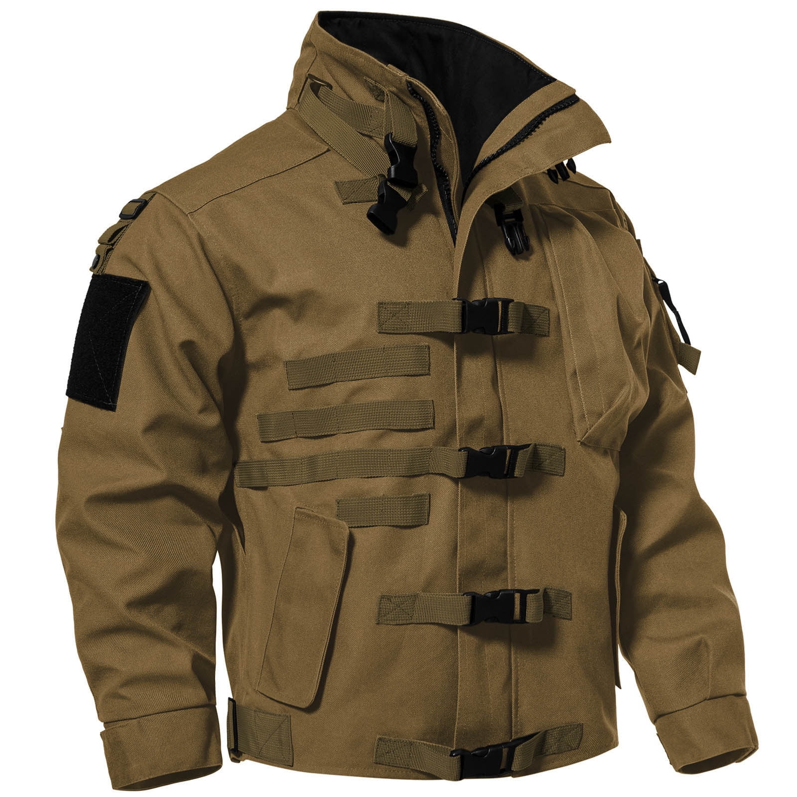 LOVZFMLL Jackets for Men Locomotive Tactics Jacket Zipper Pocket