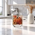 thumbnail image 5 of Fall Embroidery Print Stemless Wine Glass, Pumpkin and Fox Harvest Drinking Cup, Thanksgiving Tabletop Decor and Party Drinkware, 1 Pc, 5 of 7