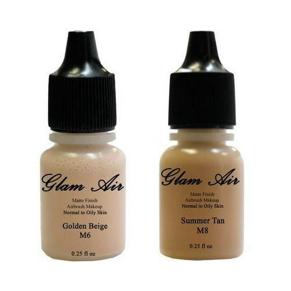 Glam Air Airbrush Water-based Foundation in Set of Two (2) Assorted Medium Matte Shades M6-M8 0.25oz