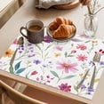 thumbnail image 3 of Placemat Set of 6 Pink Purple Flowers Leaf Placemats for Dining Table Watercolor Plant Washable Table Mats for Kitchen and Party Decor Indoor & Outdoor Use, 3 of 8