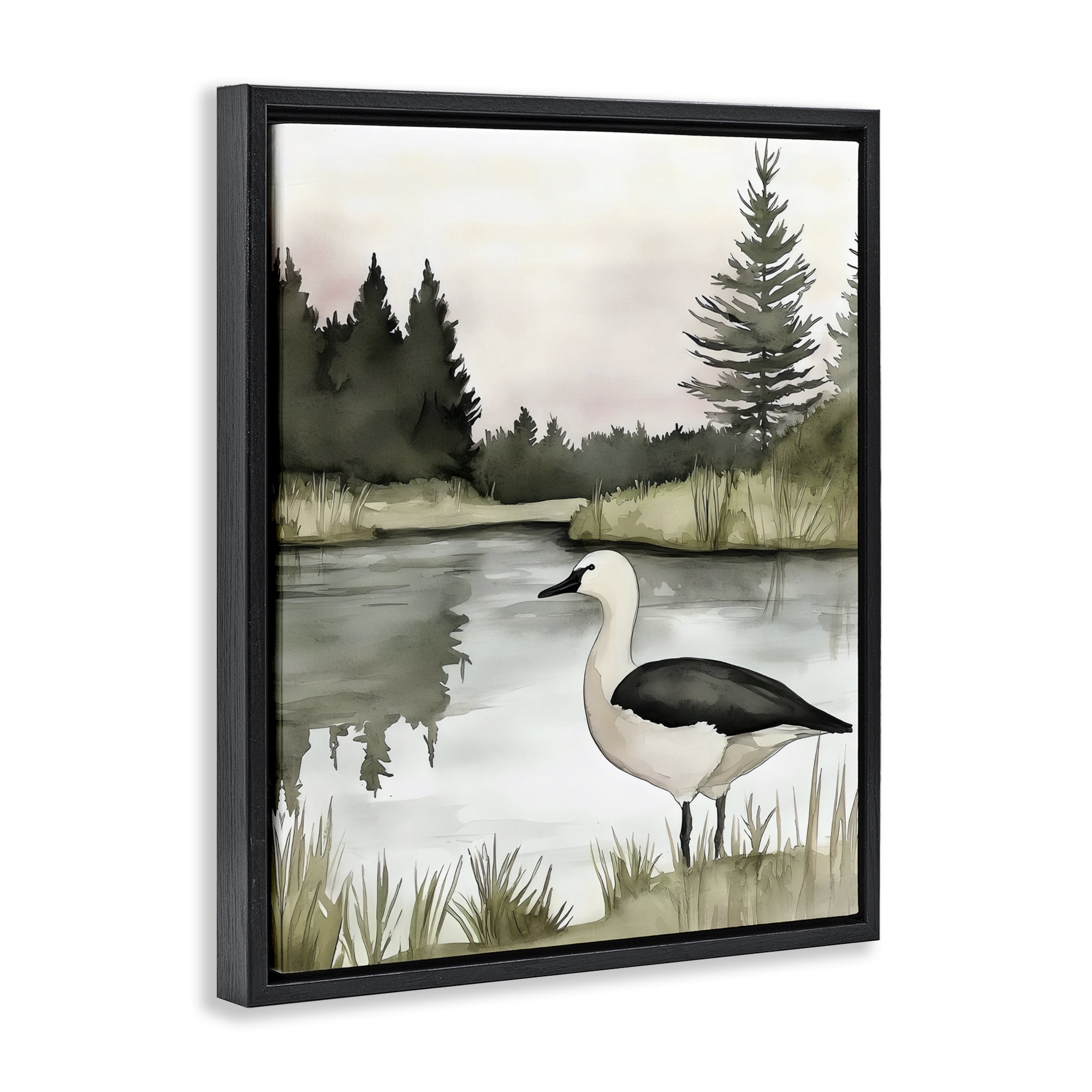 Stupell Industries Springtime Serenity Duck Black Framed Floater Canvas Wall Art, design by Riley B