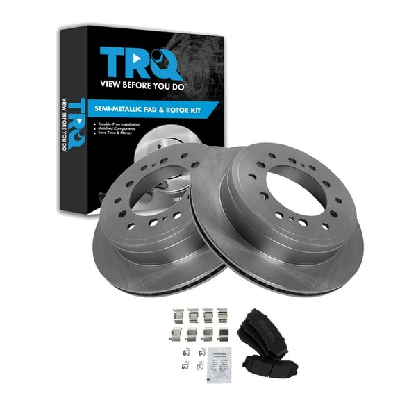TRQ Rear Brake Pad & Rotor Kit Brake Pads Brake Rotor Semi-Metallic Fits Select 2010-2022 Lexus GX460 Toyota 4Runner 2010-2014 FJ Cruiser