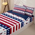 thumbnail image 3 of Manfei Stars Striped Zipper Twin Comforter Sets with Fitted Sheet and 2 Pillowcases,Red Navy Zipper Bedding Set,Navy Blue Reversible,4pcs, 3 of 8