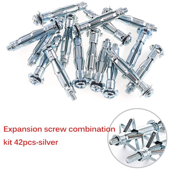 42 Pcs Vis d'Expansion avec 6 Tailles de Vis d'Expansion Résistantes en Acier Creux pour Ancrage Mural pour Cloison Sèche, Plâtre, Carrelage, Lampe