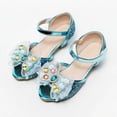 thumbnail image 2 of Gubotare Heels for Girls Big Kid Sliders Girls Grils Dress Shoes Wedding Party Open Toe Glitter High Heels for Little/Big Girls (Blue,Big Kids 1.5), 2 of 6