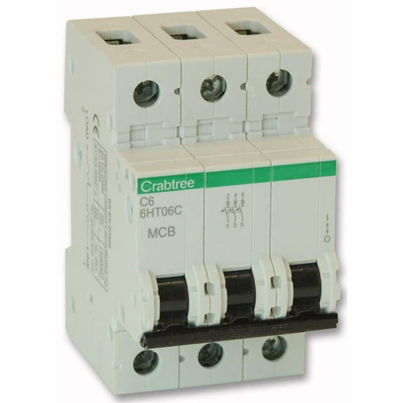 CRABTREE - 6A TP MCB, C Curve 10kA