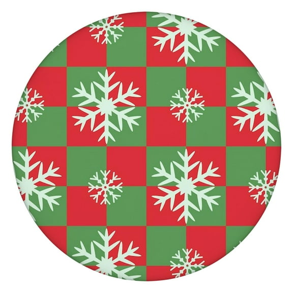 Seasonal Christmas Round Tablecloth with Full Elastic Hem, 44 Inch Table Cover Ensures a Neat and Tidy Look During Meals