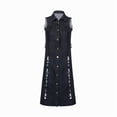 thumbnail image 3 of Leutsin Robe pour Femme Couleur Unie Sans Manches Robe en Denim Percée, 3 of 6