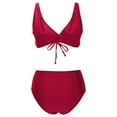 thumbnail image 6 of UTSJKR Women's High Waisted Bikini Sets Sexy Wrap Ruched Swimsuits Cheeky Tummy Control 2 Piece Bathing Suits Red S, 6 of 6