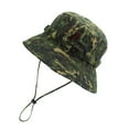 thumbnail image 3 of Camouflage Boonie Hat Ripstop Bucket Hat with Chin Strap for Sports Hunting Fishing Sun Protection (Army Green Camouflage）, 3 of 6