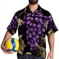 thumbnail image 4 of Grape Men's Short Sleeve Poplin Shirt, Button Down Casual Summer Beach Printed Unisex Shirt, 4 of 6