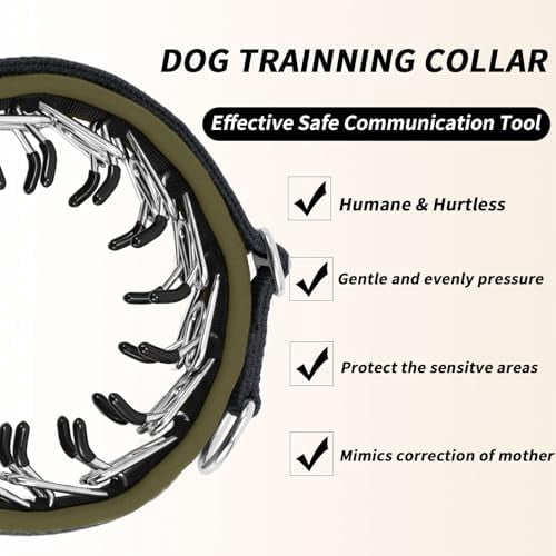 Martingale No Pull Dog Collar for Large Medium Small Dogs, Heavy Duty Nylon Reflective Adjustable Anti Pull Slip Collar with Buckle for Training Walking S Black Army Green
