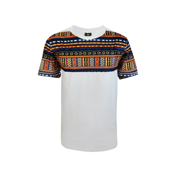 Oakbay Oakbay Men's Hip Hop Dashiki Print Tee Shirts White 1200101