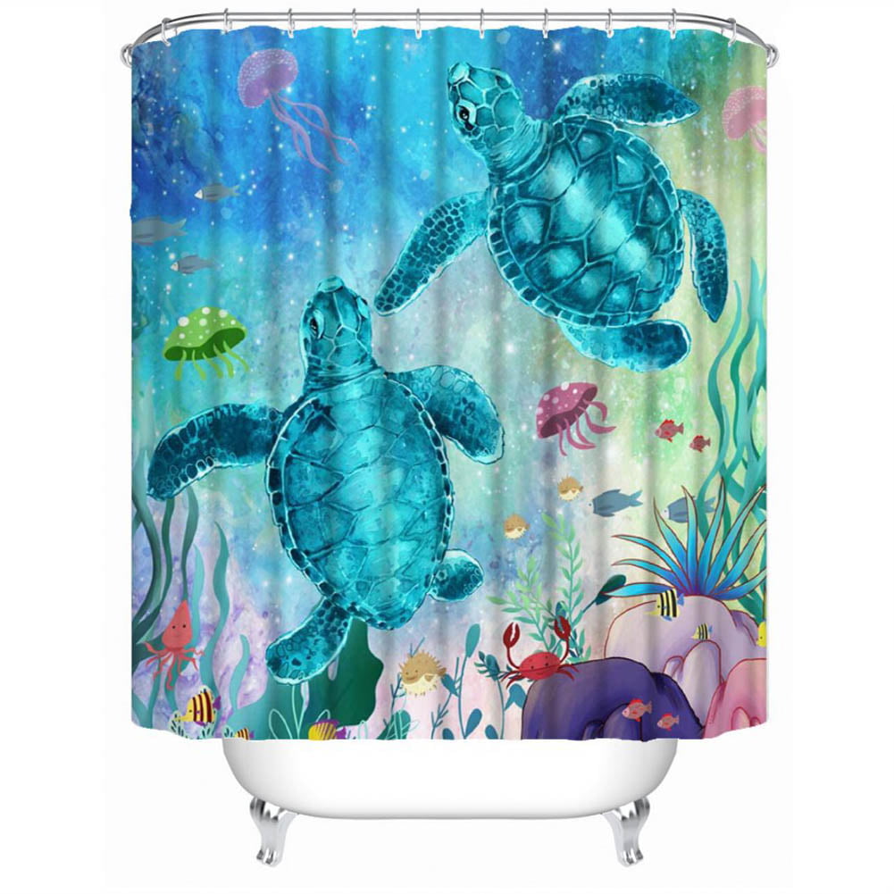Fish Stall Shower Curtain Hunting Sea Animals Theme Print for Bathroom 54"x78" 