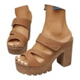 thumbnail image 3 of Bibifish Womens Block Heel Mule Sandals Chic Hollow Cutout Wide Strap Platform Slip On Ladies Sandals Summer Daily Resort Casual Sandals, 3 of 9