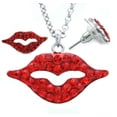 thumbnail image 2 of Valentine's Day Red Sexy Lips Necklace Pendant & Stud Post Earrings Set Charm g1, 2 of 3
