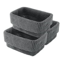 Unique Bargains 3 Packs Woven Storage Basket for Entryway Desk Gray 8.3*5.1*6.1in