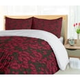 thumbnail image 5 of Ambesonne Abstract Duvet Cover Sets, Oriental Flowers Scenery, 2-King, Ruby and Evergreen, 5 of 7