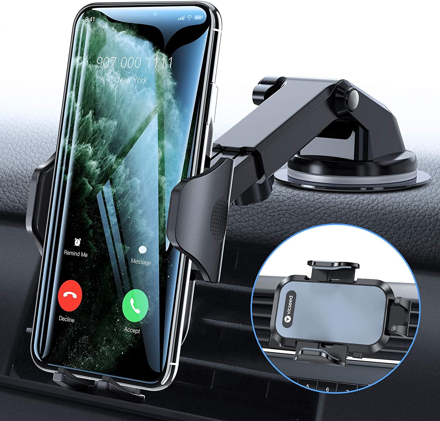 Inzet afgewerkt Blauwdruk Car Phone Mount, [Thick Case & Big Phones Friendly] Long Arm Suction Cup Phone  Holder for Car Dashboard Windshield Air Vent Hands Free Clip Cell Phone  Holder Compatible with All Mobile Phones -