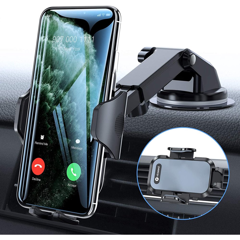 Car Phone Mount, [Thick Case & Big Phones Friendly] Long Arm Suction