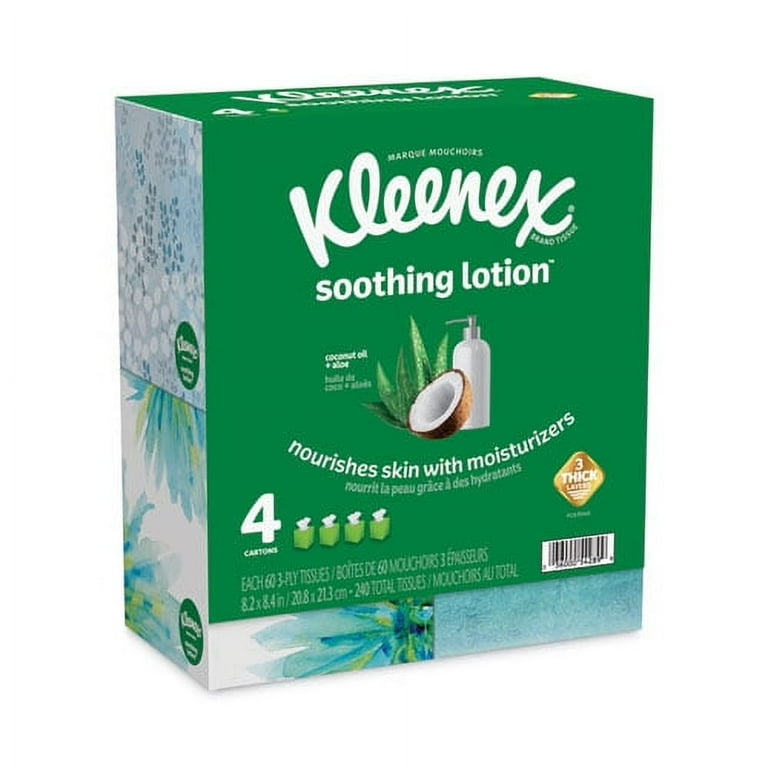 Lotion Facial Tissue, 3-Ply, White, 60 Sheets/Box, 4 Boxes/Pack, 8 Packs/Carton Lotion Facial Tissue, 3-Ply, White, 60 Sheets/Box, 4 Boxes/Pack, 8 Packs/Carton