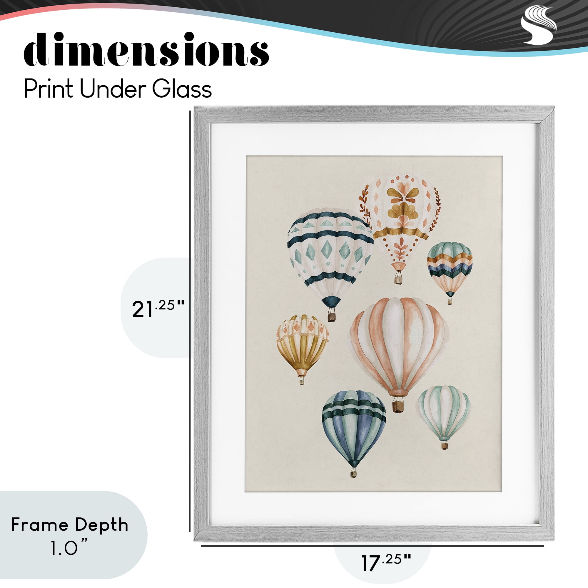 Stupell Industries Wanderlust Hot Air Balloons Gray Framed Print Under Glass, design by Bethany Sandoval