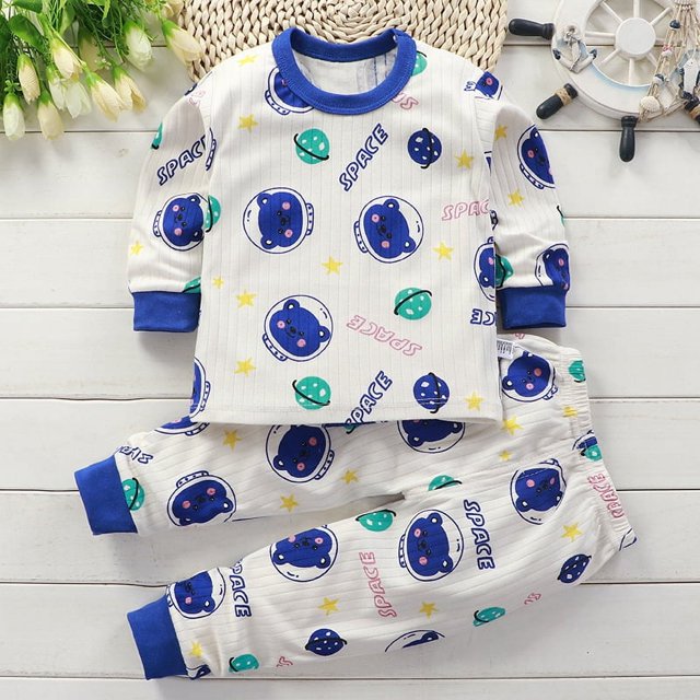 Conjunto de ropa de hogar para niños de otoño e invierno, ropa interior de algodón puro para bebés, conjunto de ropa de otoño y pantalones de otoño, pijamas para niños y niñas