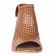 thumbnail image 2 of Womens STEVEN by Steve Madden Suzy Perforated Open Toe Heel Ankle Booties - Tan, 2 of 7