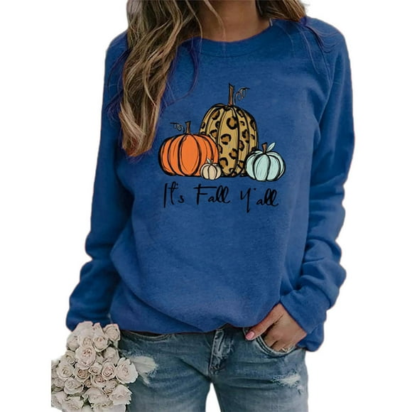 DPTALR Women Comfortable Casual Squash Letter Printed Pullover Round-Neck Long Sleeve T-Shirt Blouse Tops