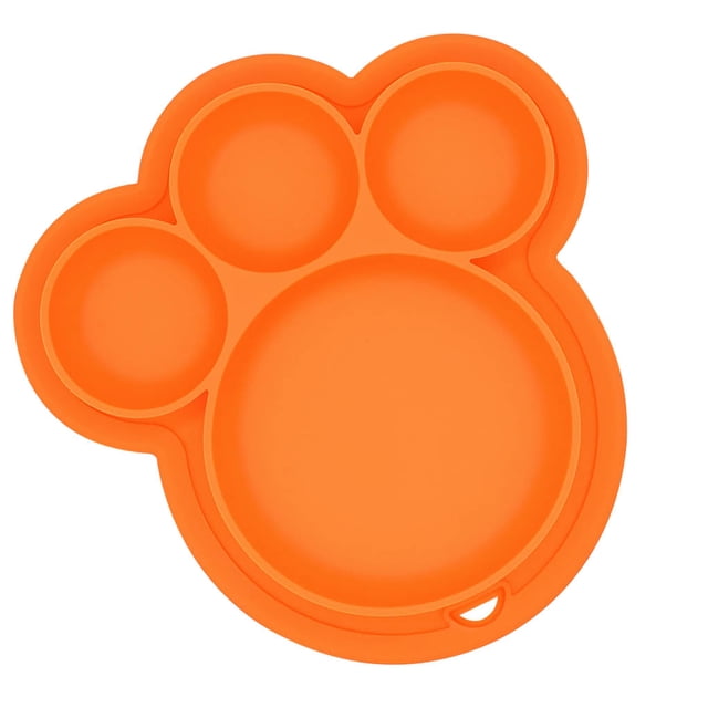 Toystoory de cena para niños, alimentación de silicona, frutas, dividido, cuenco, forma de pata, vajilla de alimentación, juguete para Mostrada Naranja Toystoory HA003350-03