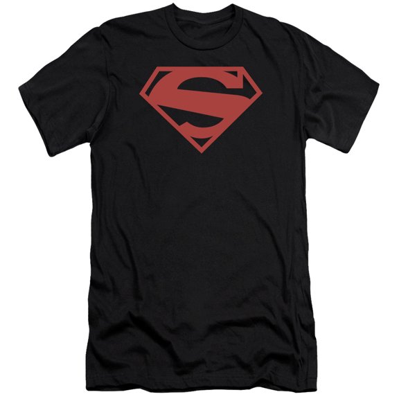 Superman 52 Red Block Premium Adult Slim Fit 30/1 T-Shirt Black