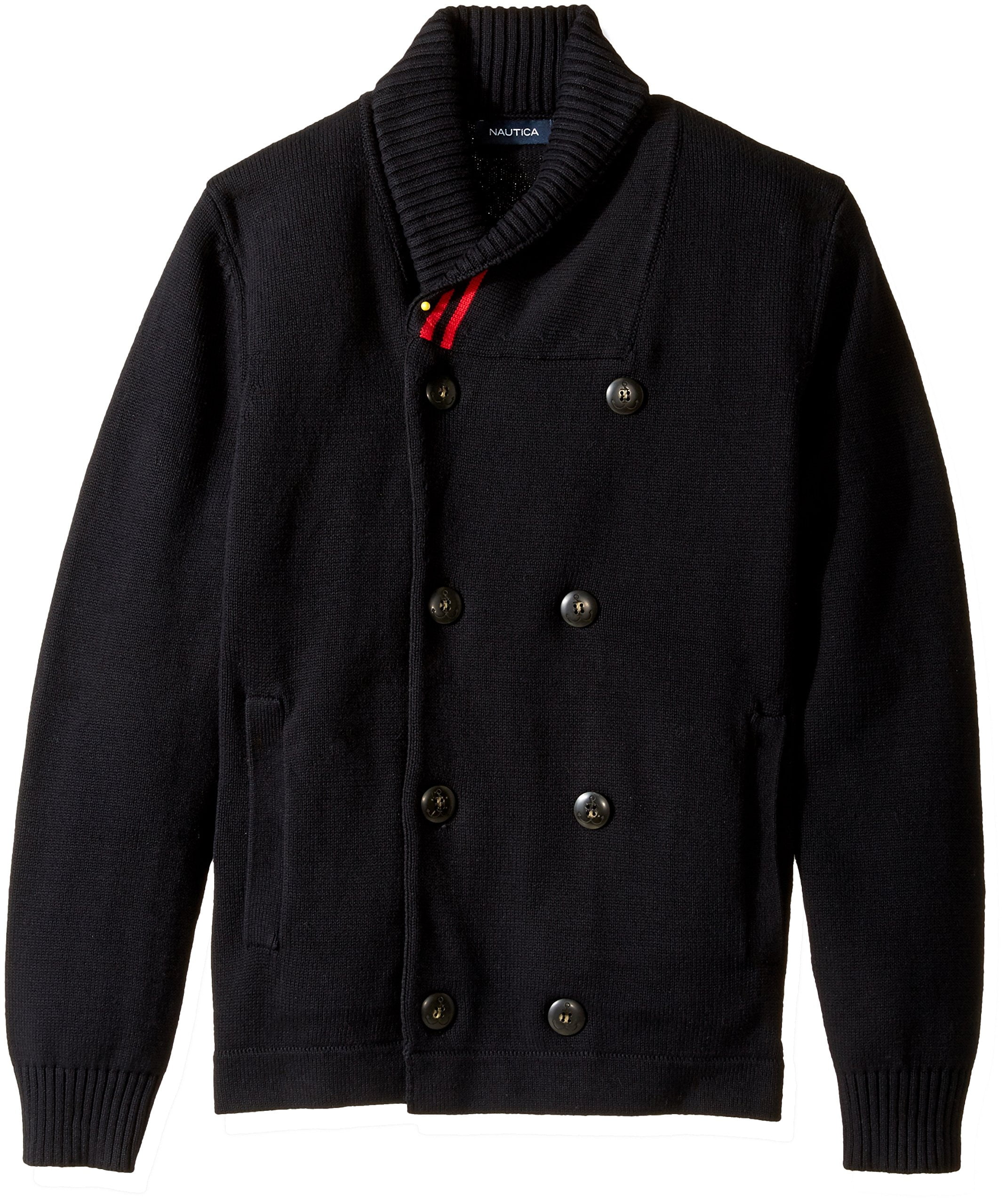 Nautica NEW Black Mens Size Small S Cardigan Double Breasted Sweater