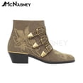 thumbnail image 3 of Botas de tobillo con tachuelas Botas de cuña con punta puntiaguda retro Botas de estilo británico para mujer Botas de vaquero occidental Multicolor Venta de gran tamaño, 3 of 5