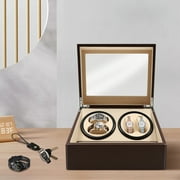 4+6 Leather Auto Self-winding Watch Winder Storage Display Case Box Dual Motor