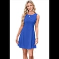 thumbnail image 2 of Vestido Mini de Fiesta con Cuello Redondo y Mangas , Azul, Talla S, 2 of 6