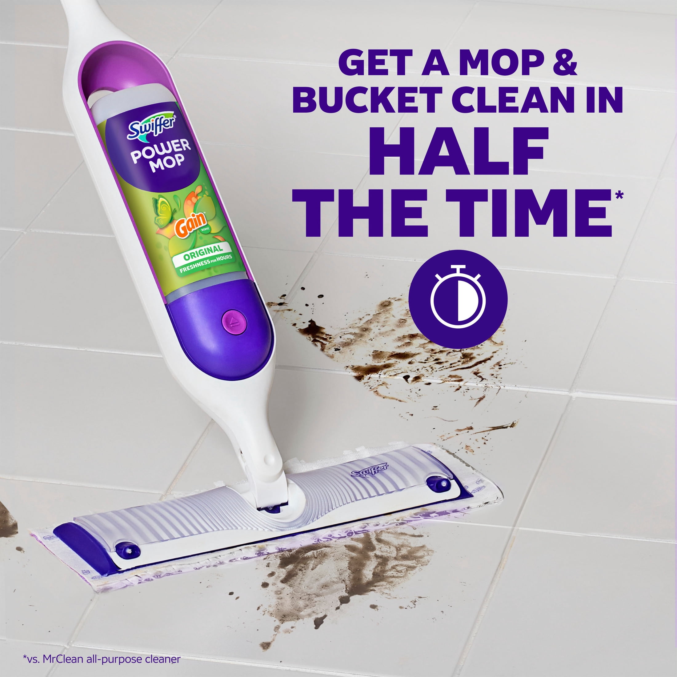 (3 pack) Swiffer Power Mop Floor Cleaner Solution with Gain Scent, 25.3 fl oz