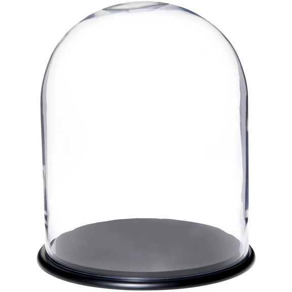 Plymor 13" x 16" Glass Display Dome Cloche (Black MDF Wood Base)