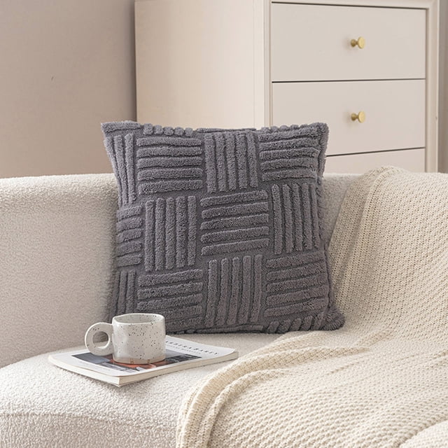 Pillowcase Pillowcase With Striped Concealed Zip Removable Breathable And Warm No Deformation Solid Colour Cushion Cover Pillowcase