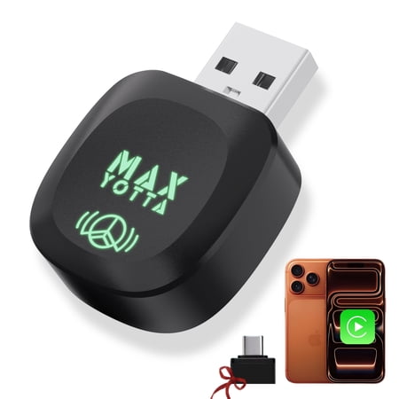 Wireless CarPlay Adapter for iPhone - Auto Connect in Seconds, Stable Tri-Band WiFi, Compact Plug & Play Dongle for Factory Wired CarPlay Cars 2016+ (USB-C Adapter Included)